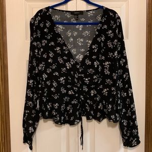 Black and white floral blouse